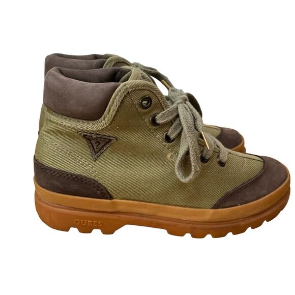 Guess Sneaker Boots Womens 5.5 Canvas Gum Base Lace up Vintage 90’s - Picture 1 of 10